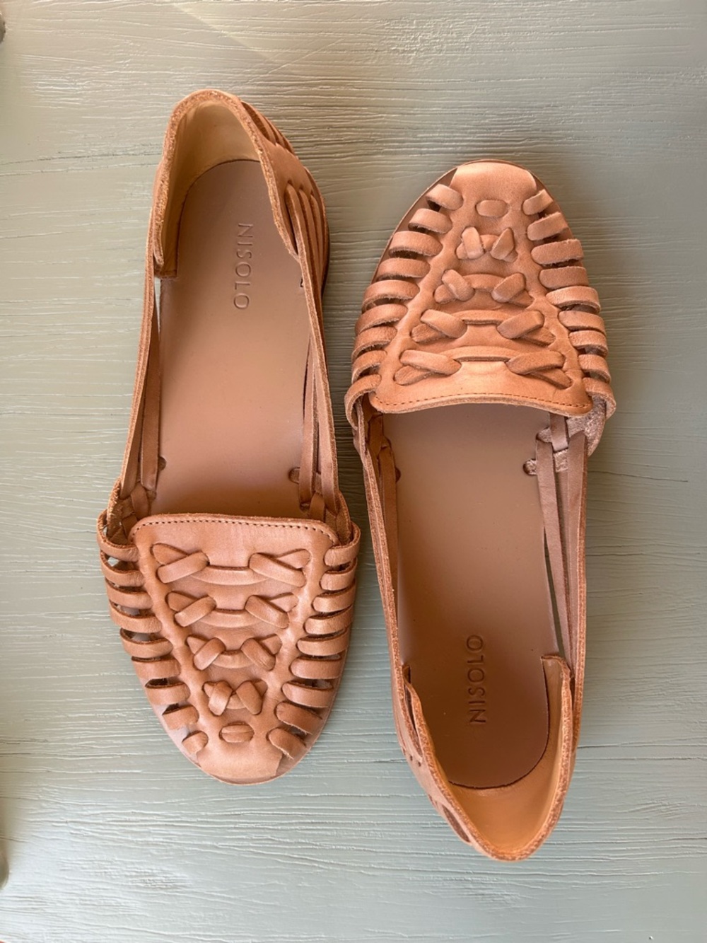 Nisolo Women's Almond Leather Huarache Tan Sandals Size 6